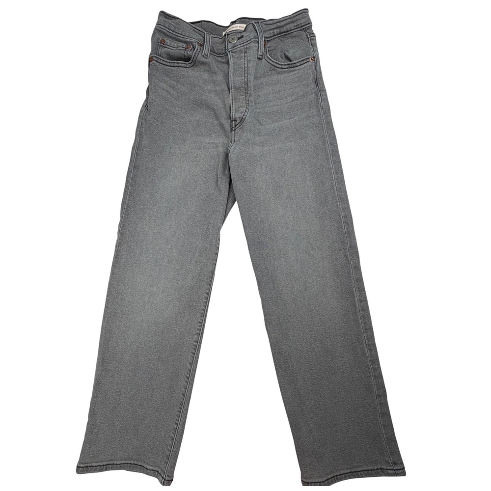 Levi's Ribcage Straight Ankle Women's Jeans 26x27 Gray High Rise Button Fly